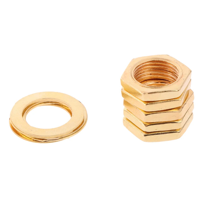 5-Pack Guitar Jack Socket Nuts & Washers – Metal Parts