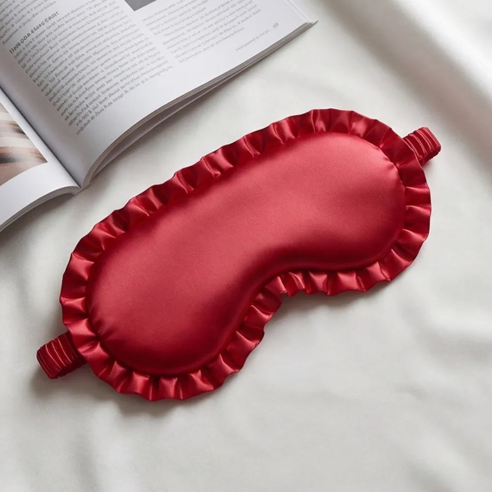 Silk Ruffle Sleep Eye Mask – Soft Breathable Light Blocking