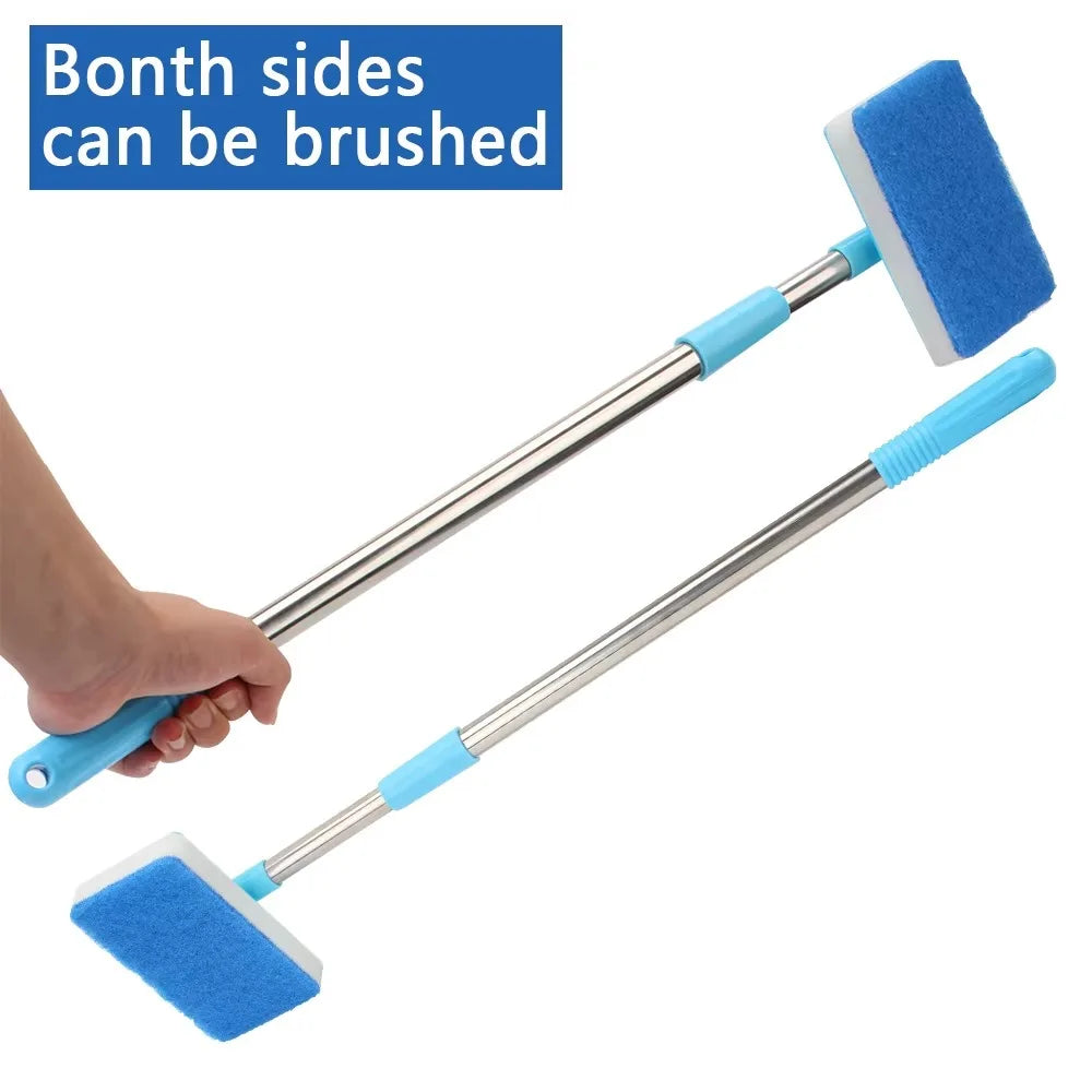 Double-Sided Aquarium Cleaning Brush – Long Handle Tank Scrubber