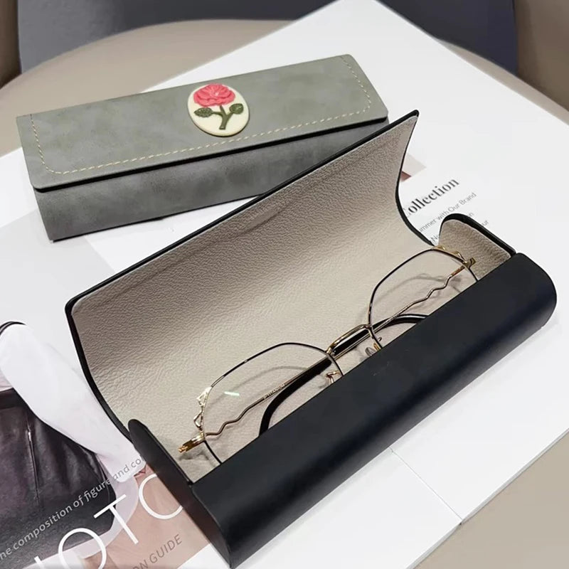 Vintage Rose Pattern Glasses Case – PU Leather Eyewear Box