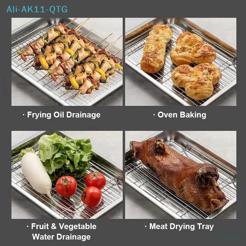 Stainless Steel Baking Tray & Removable Cooling Rack Set