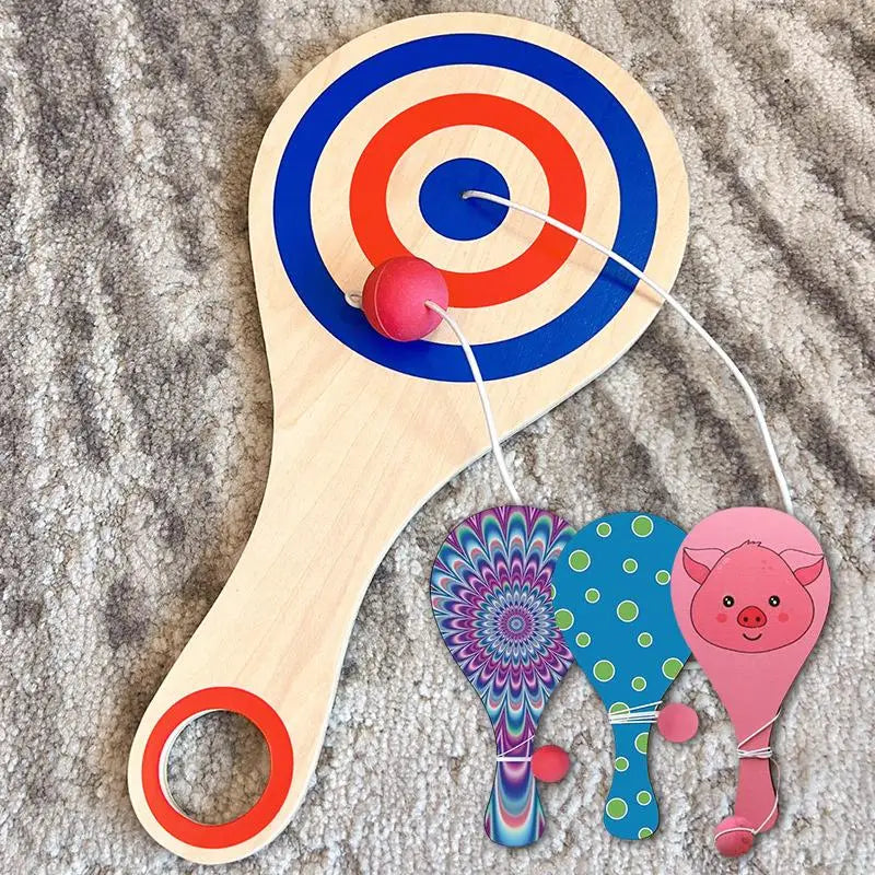 Wooden Paddle Ball with Elastic String – Coordination Toy