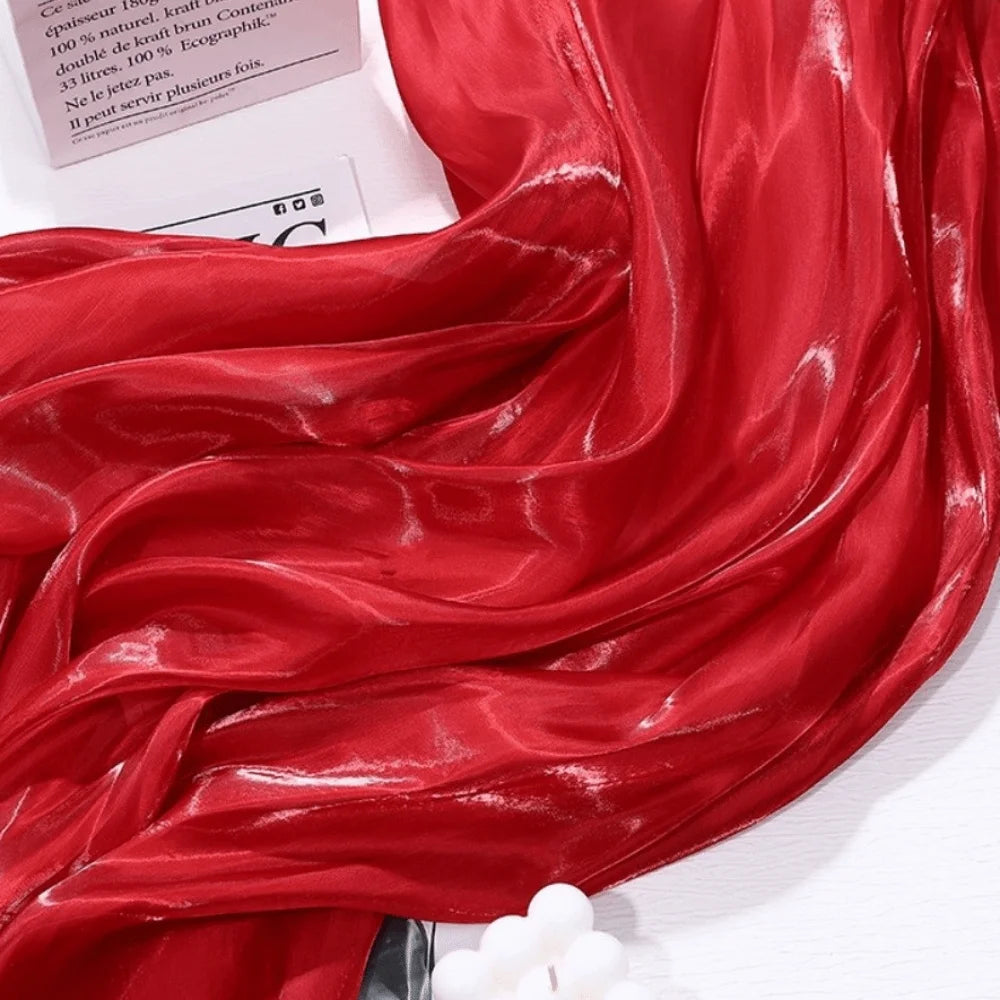 Reflective Liquid Satin Fabric – Metallic Water Gloss Texture