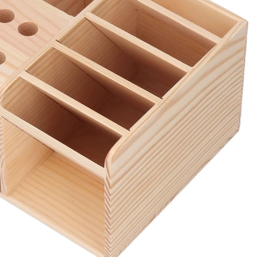Wooden Desktop Tool Organizer – Multi-Compartment Storage Rack