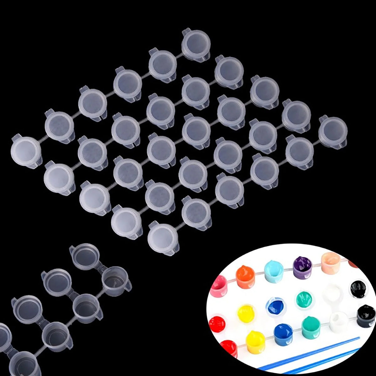 Mini Paint Cup Storage Strips – 10 Strips 60 Pots for Art & DIY