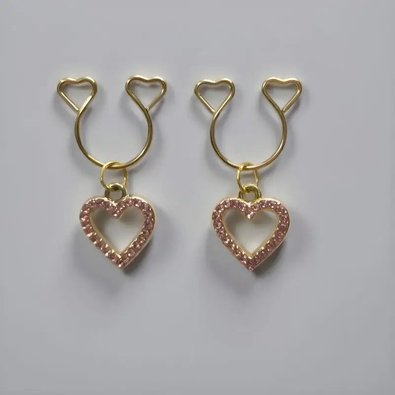 Non-Piercing Dangle Heart Clip-On Body Jewelry – 2Pcs