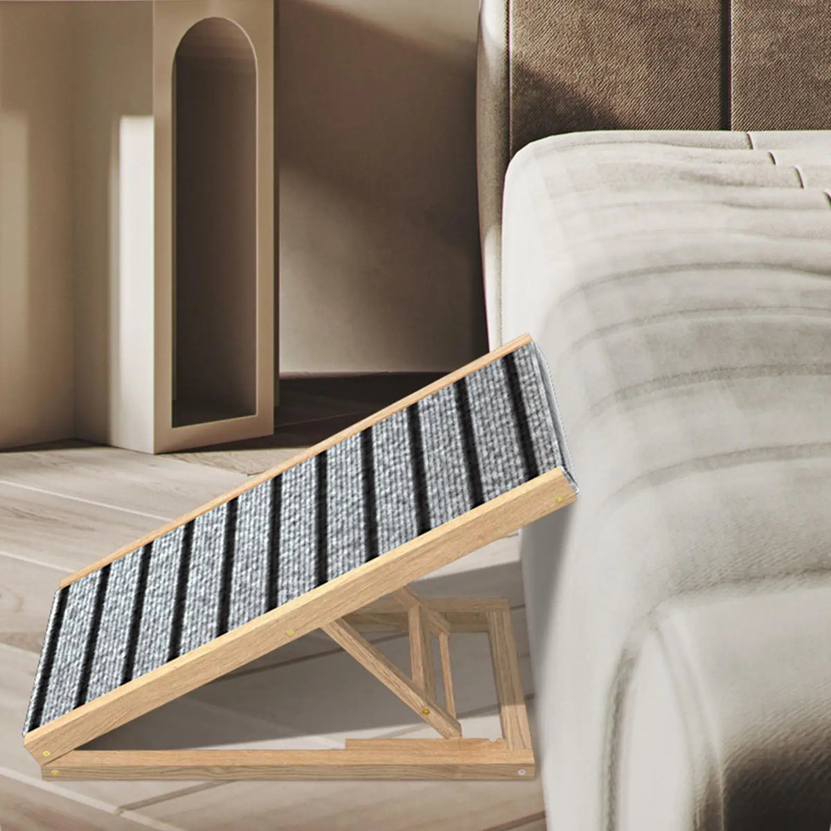 Wooden Folding Pet Ramp – Height Adjustable Dog & Cat Stair