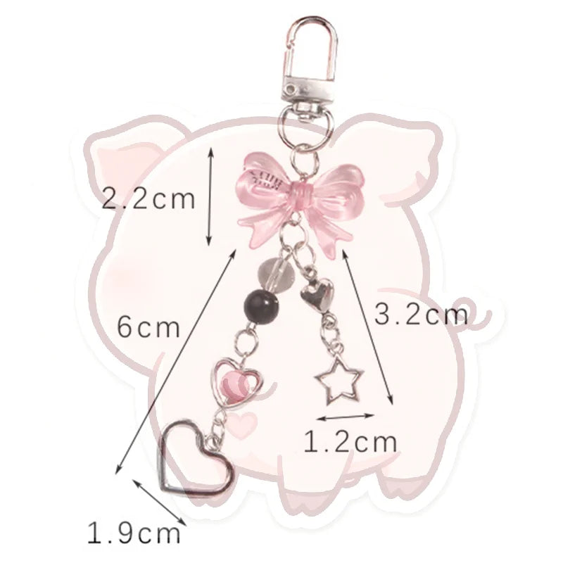 Goth Y2K Phone Charm Keychain – Bow Heart Star Kawaii Pendant