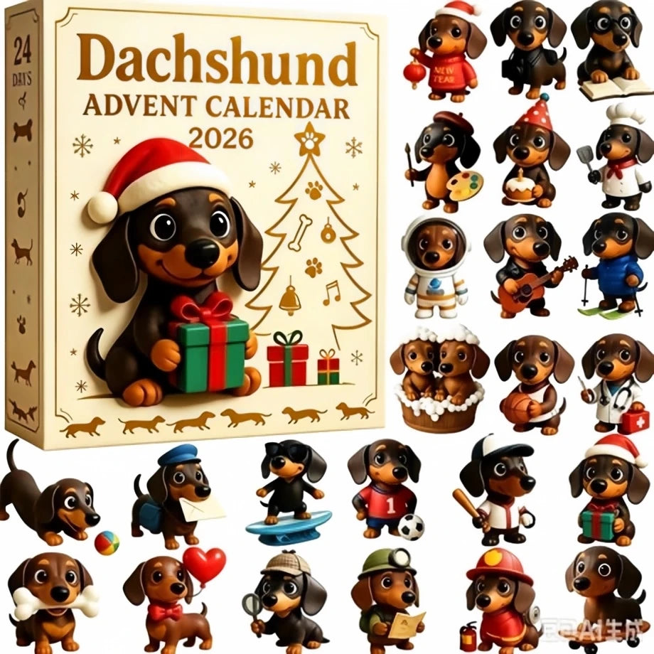 Dachshund Advent Calendar 2026 – 24 PVC Mini Dog Figurines