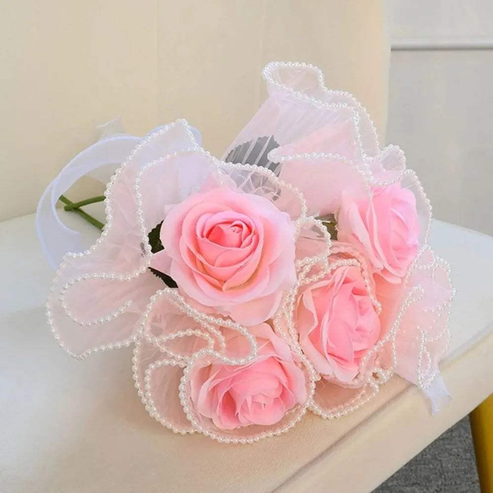 Pearl Lace Wave Mesh Flower Wrapping Roll – 28cm x 4 Yards