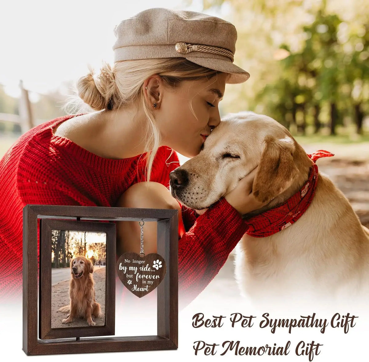 Rotatable 4x6 Wooden Pet Memorial Photo Frame | Customizable