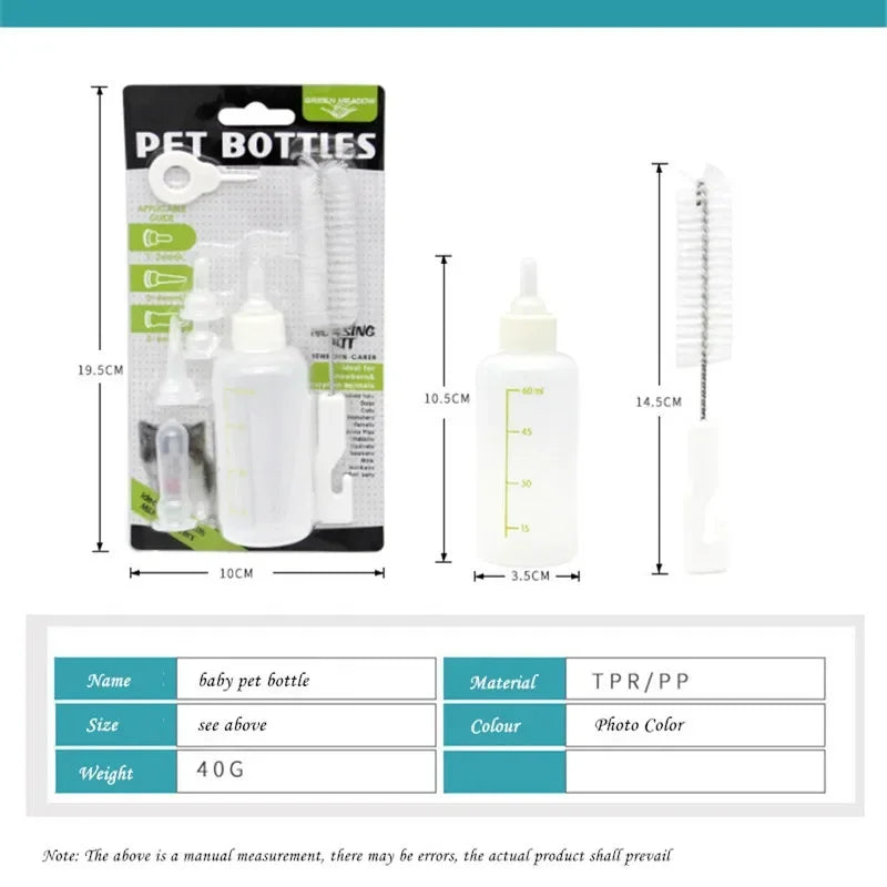 Puppy Kitten Nursing Bottle Set – Newborn Pet Milk Feeder Kit