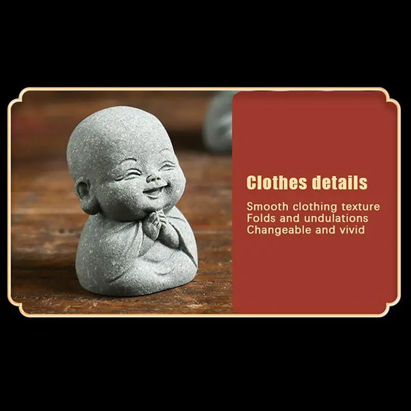 Zen Little Monk Statues – Resin Buddhist Figurines, 1 or 4 Pc