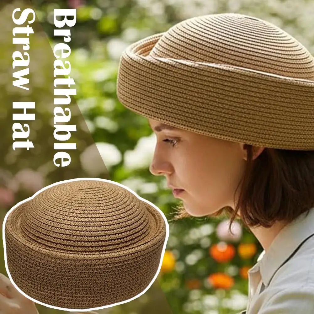Women's Straw Pillbox Hat – Retro Japanese Painter Beret Style