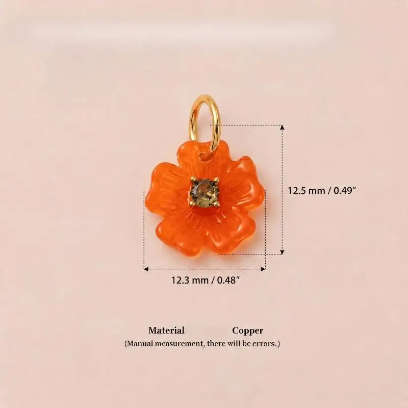 Resin Flower Zircon Charm Pendant – Colorful DIY Jewelry