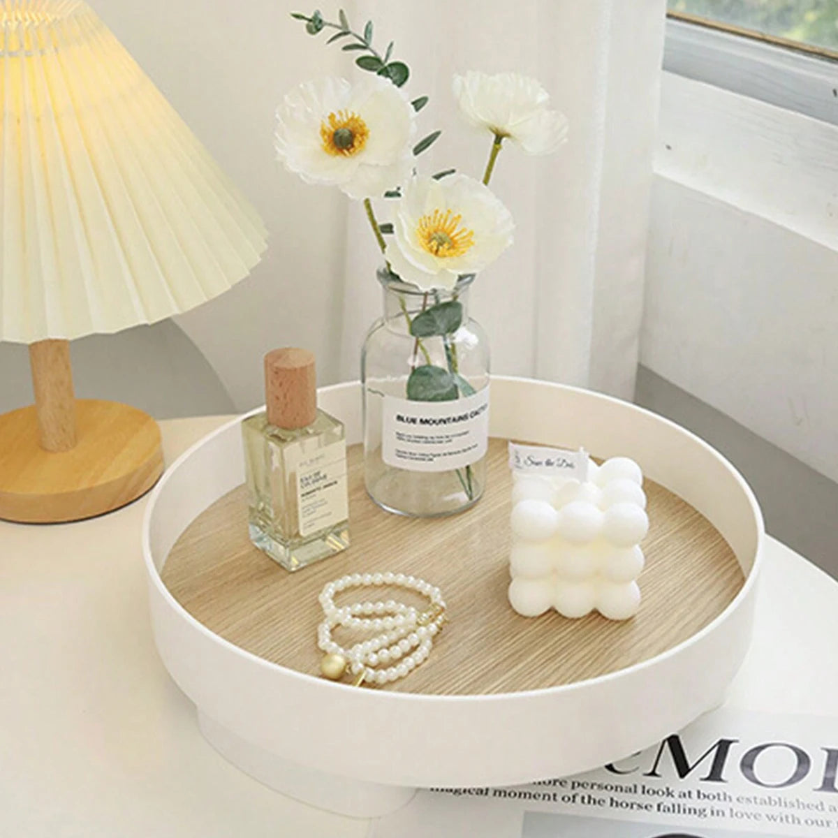 Minimalist Round Wooden Tray – Jewelry & Home Storage