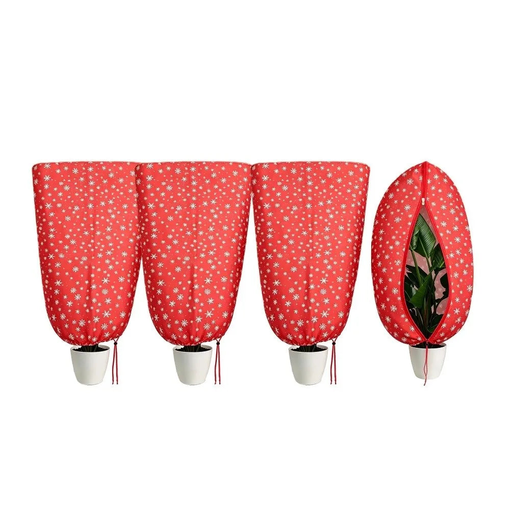 Non-Woven Plant Frost Cover | Snowflake Print, Zipper & Drawstring