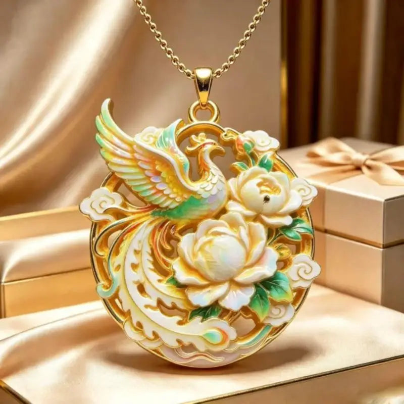 Chinese Enamel Pendant Necklace – Guan Gong Gold-Plated