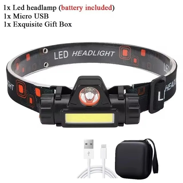 Rechargeable LED Headlamp XPE COB Dual Light & Magnet Base