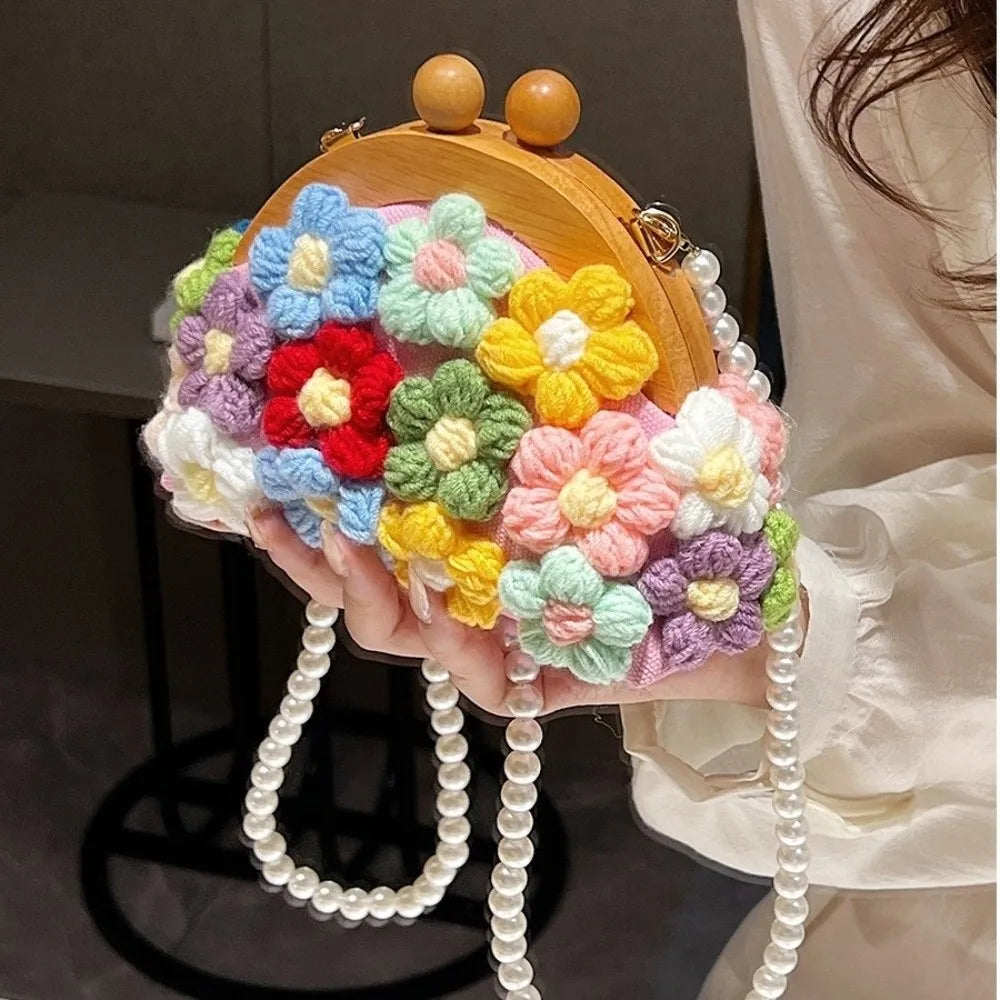 50-Pack Crochet Flower Appliques – Colorful DIY Yarn Craft Decor