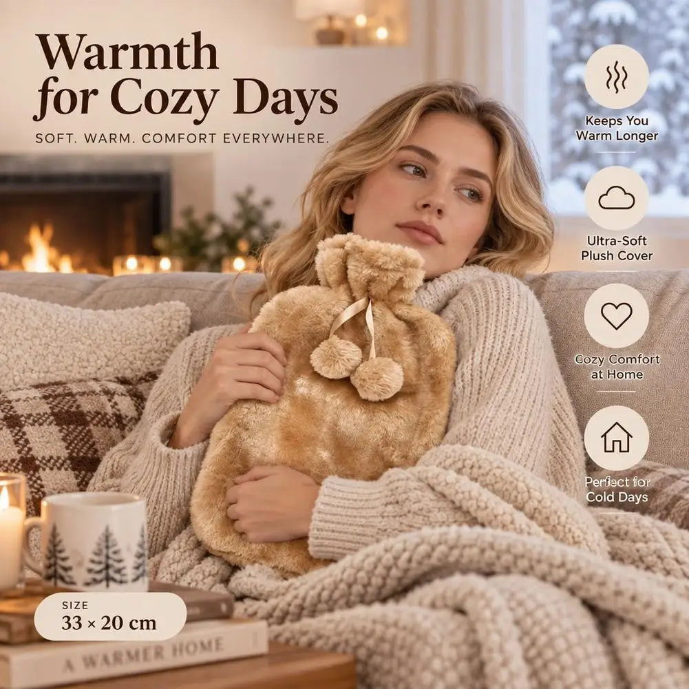 Plush Hot Water Bottle Cover – Washable 2L Bag Sleeve