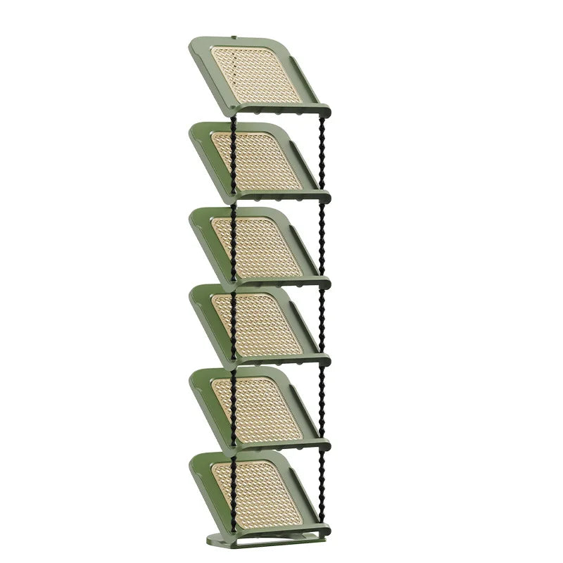 Vintage Rattan Multi-Tier Shoe Rack Entryway Organizer