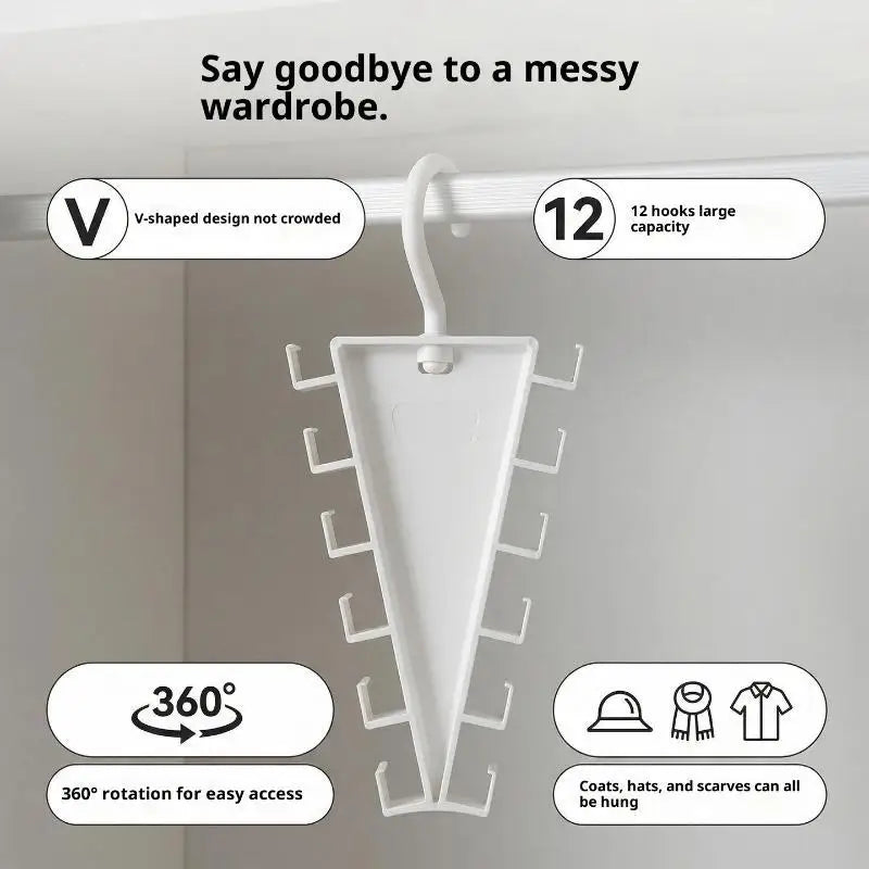 V-Shape 10-Hook Closet Organizer – Space-Saving Hanger