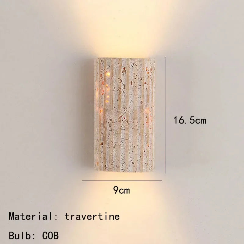 Travertine Stone LED Wall Sconce – Modern Nordic Bedside Lamp