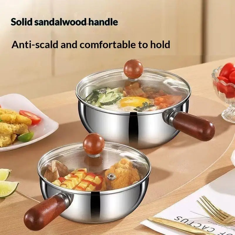 Stainless Steel Bowl with Walnut Wood Handle | 17–20cm