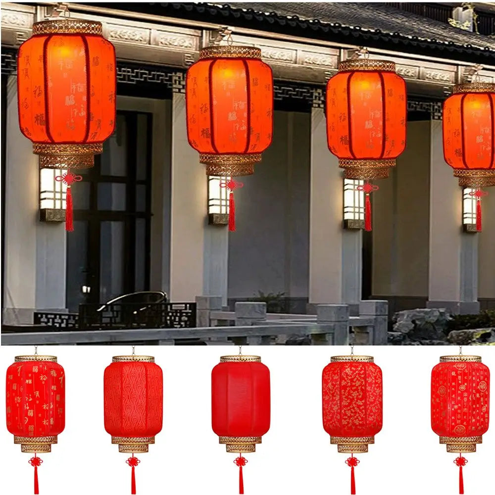 Antiqued Waterproof Red Chinese Lantern | New Year Décor