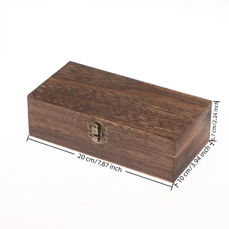 Vintage Wooden Hinged Box – Jewelry & Craft Storage with Lid