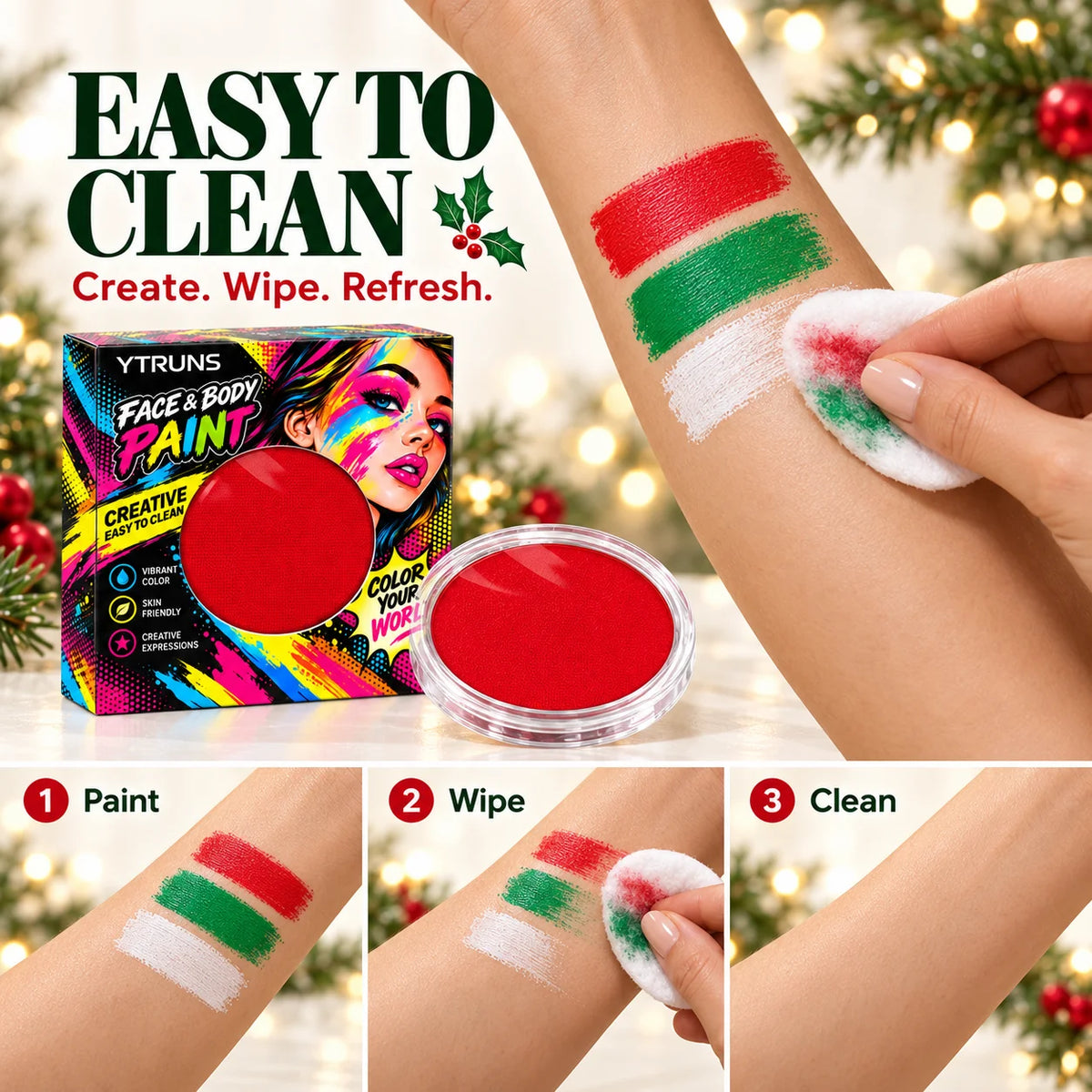 Christmas Face & Body Paint – Water-Soluble Makeup Palette