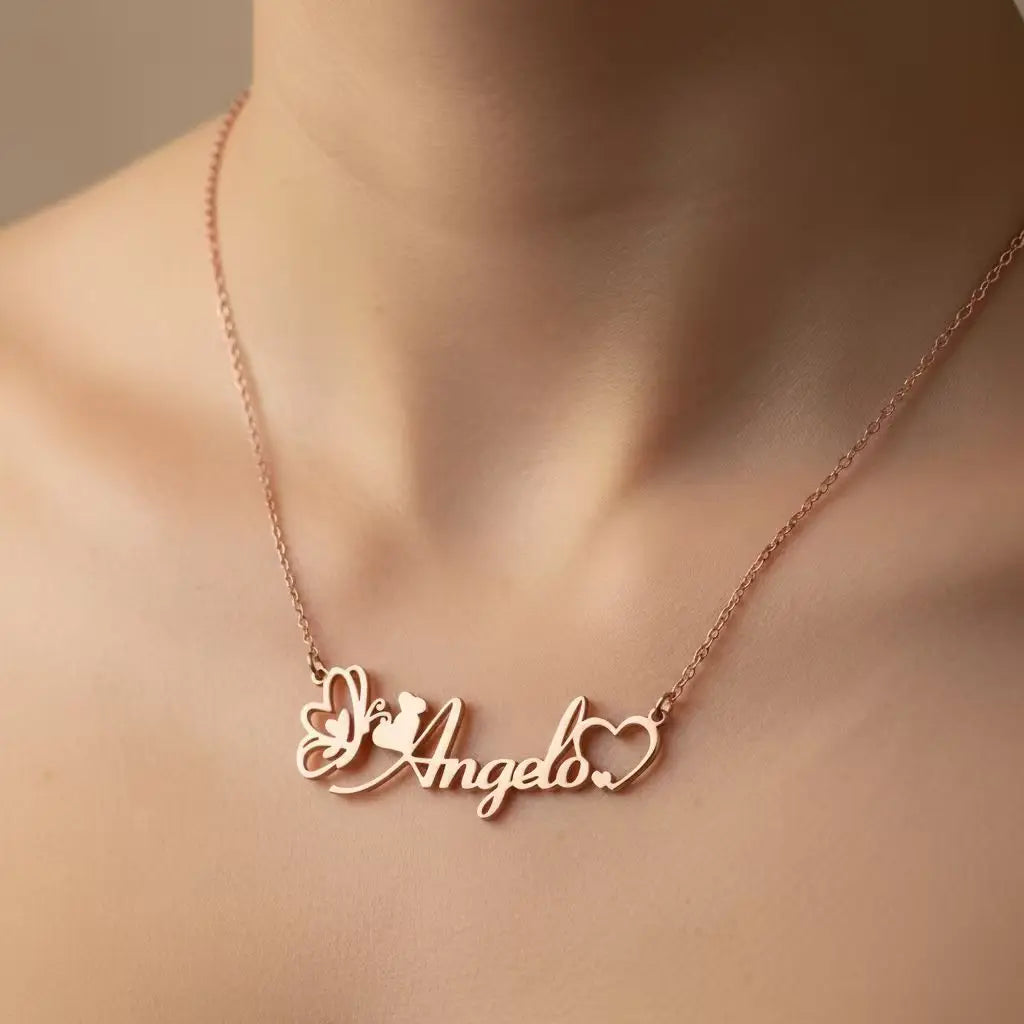 Custom Name Necklace – 18K Gold Plated Stainless Steel Pendant