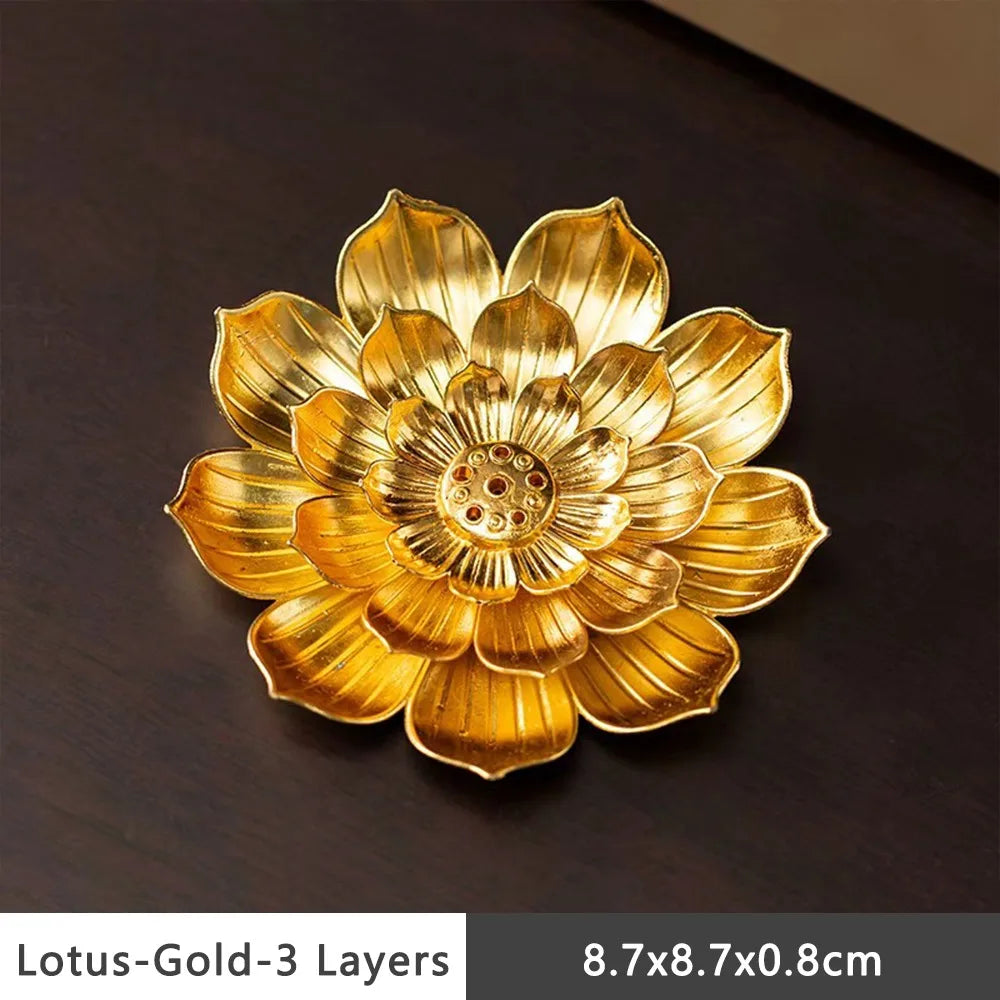 Lotus Incense Holder – Alloy Multi-Hole Incense Stick Base