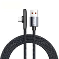 100W USB-A to USB-C 90° Fast Charging Braided Cable | 6A