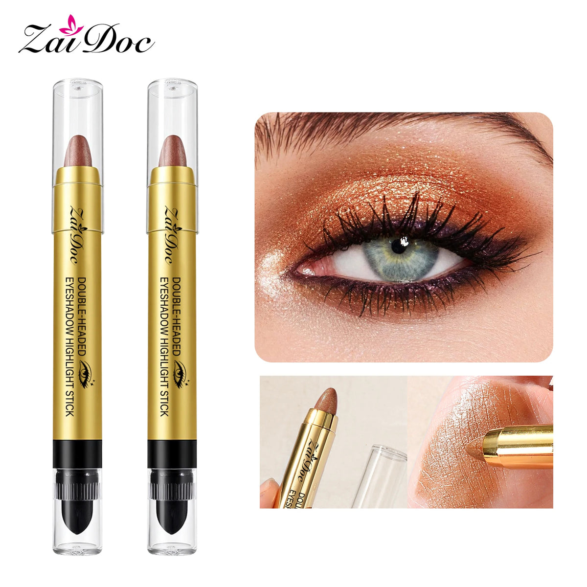 ZaiDoc 6-Color Dual-Ended Eyeshadow Highlighter Stick Set