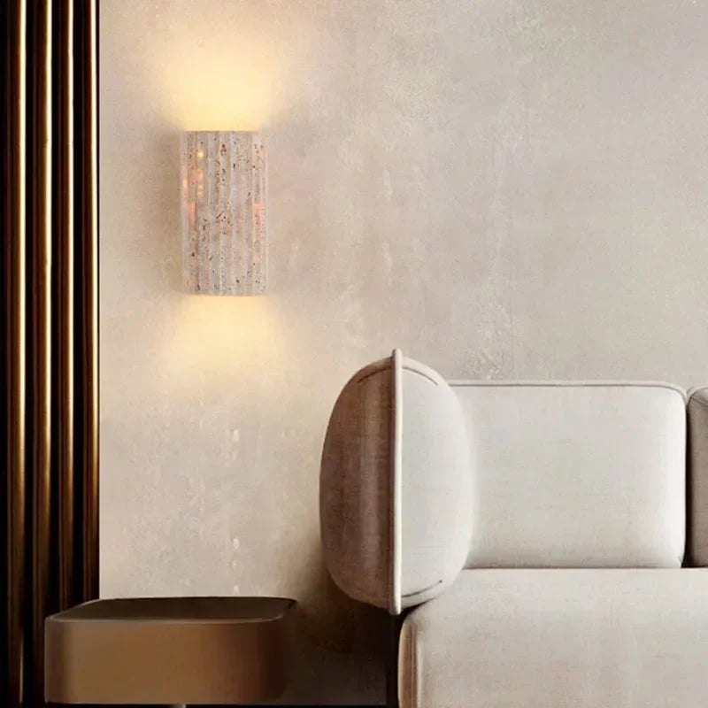 Travertine Stone LED Wall Sconce – Modern Nordic Bedside Lamp