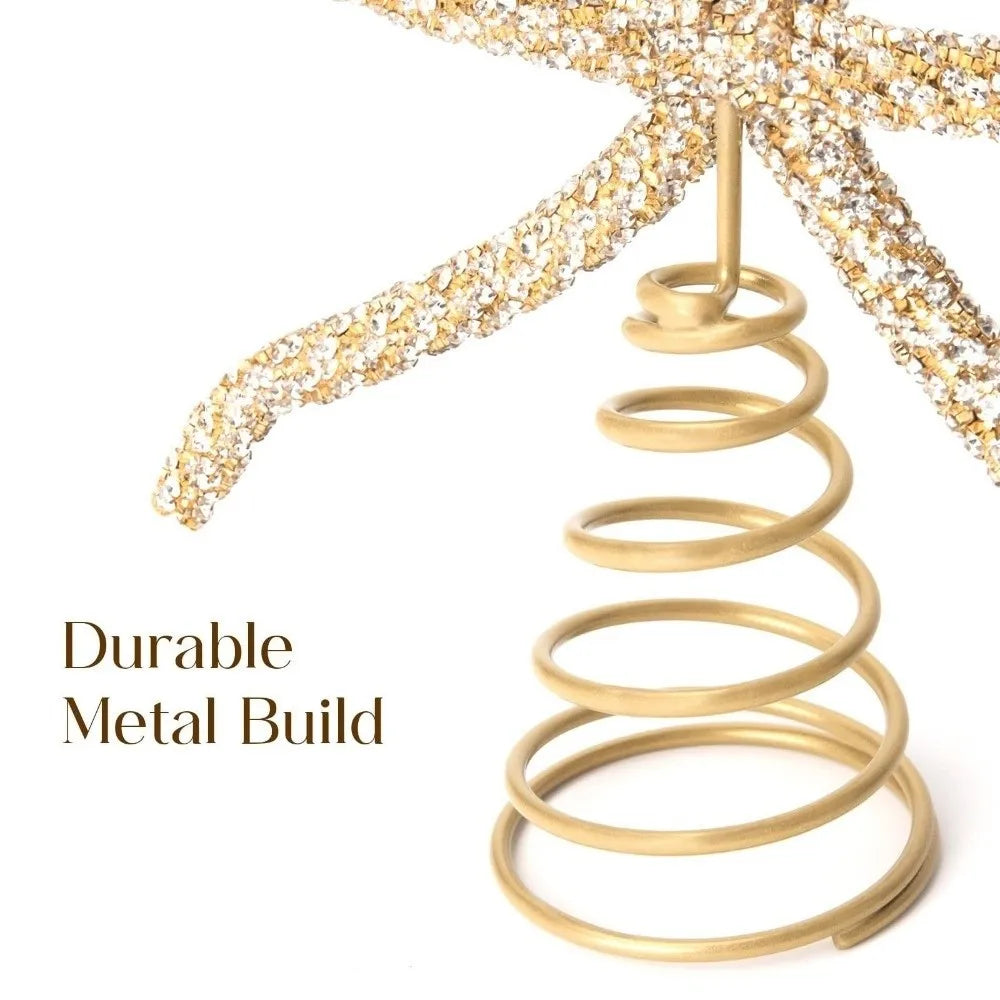 Rhinestone Bow Christmas Tree Topper – Gold & Silver Metal