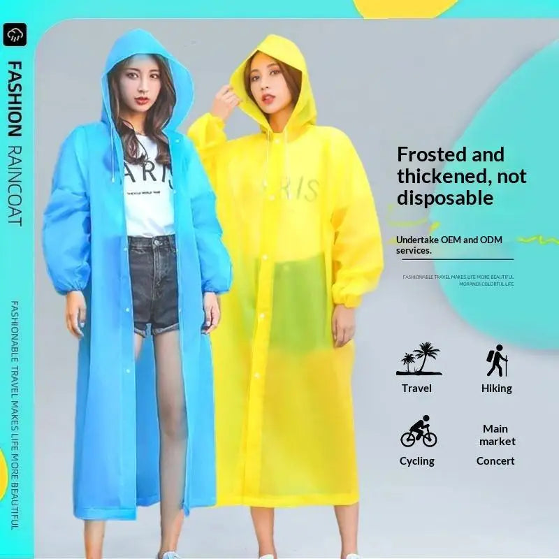 Unisex Hooded EVA Rain Poncho – Waterproof Outdoor Raincoat