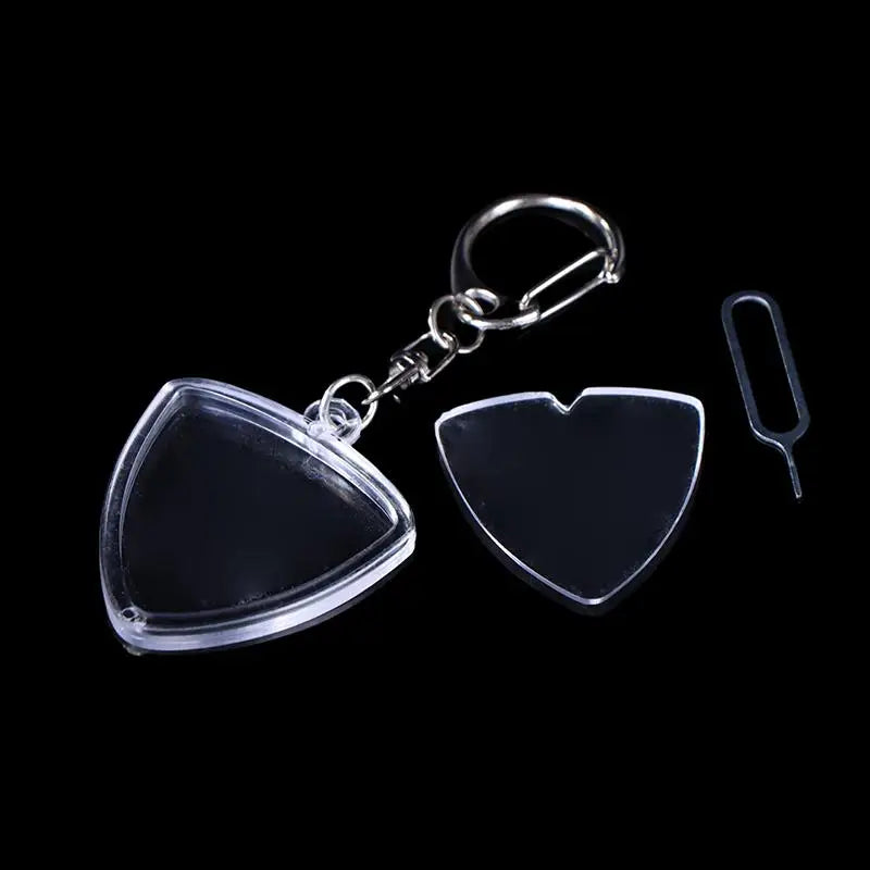 Guitar Pick Storage Case – Clear Heart-Shaped Holder & Keyring