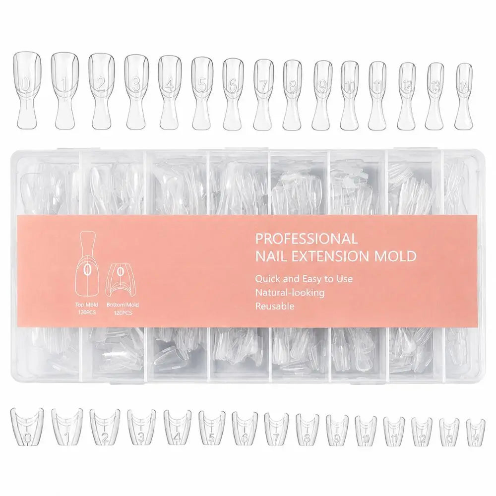 240pcs Oval Sandwich Nail Dual Forms – Clear Gel Extension Molds