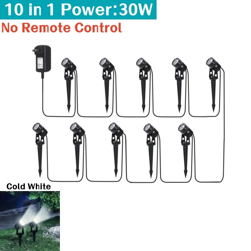 Outdoor RGB LED Lawn Spike Lamp IP65 Remote Control Garden Light