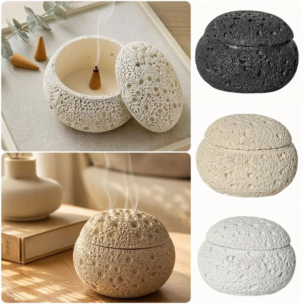 Meteorite Sphere Incense Burner – Matte Resin Aromatherapy Holder