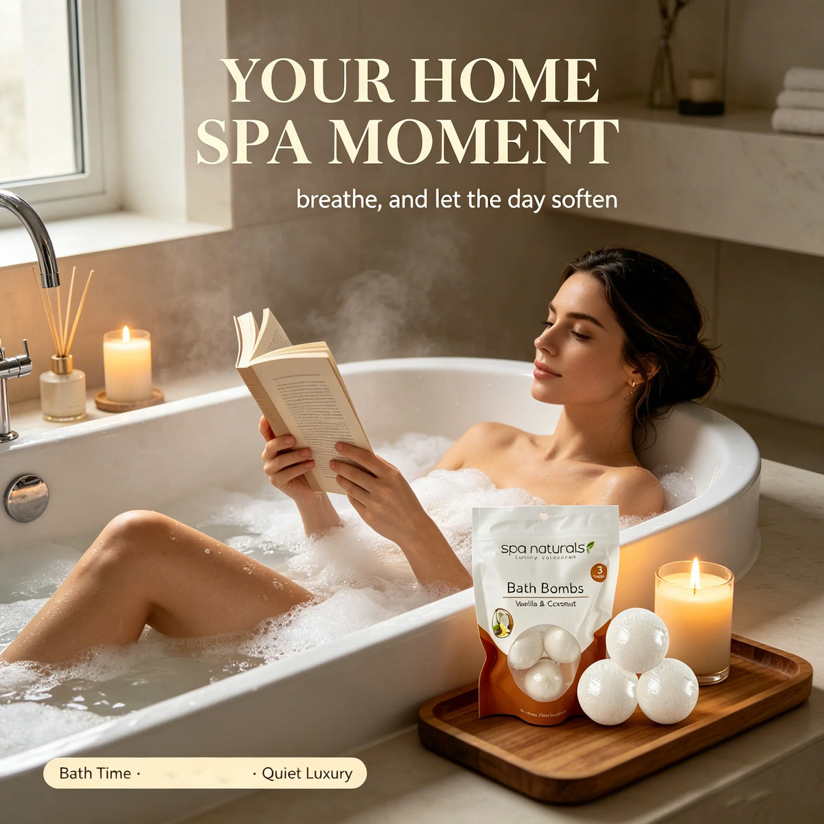 Vanilla & Coconut Bath Fizzies – Luxury Spa Effervescent Bomb