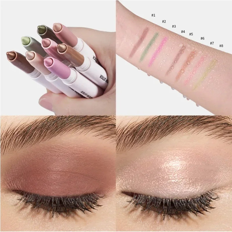 Waterproof Eyeshadow Sticks – 6 Colors Shimmer & Matte Pencil