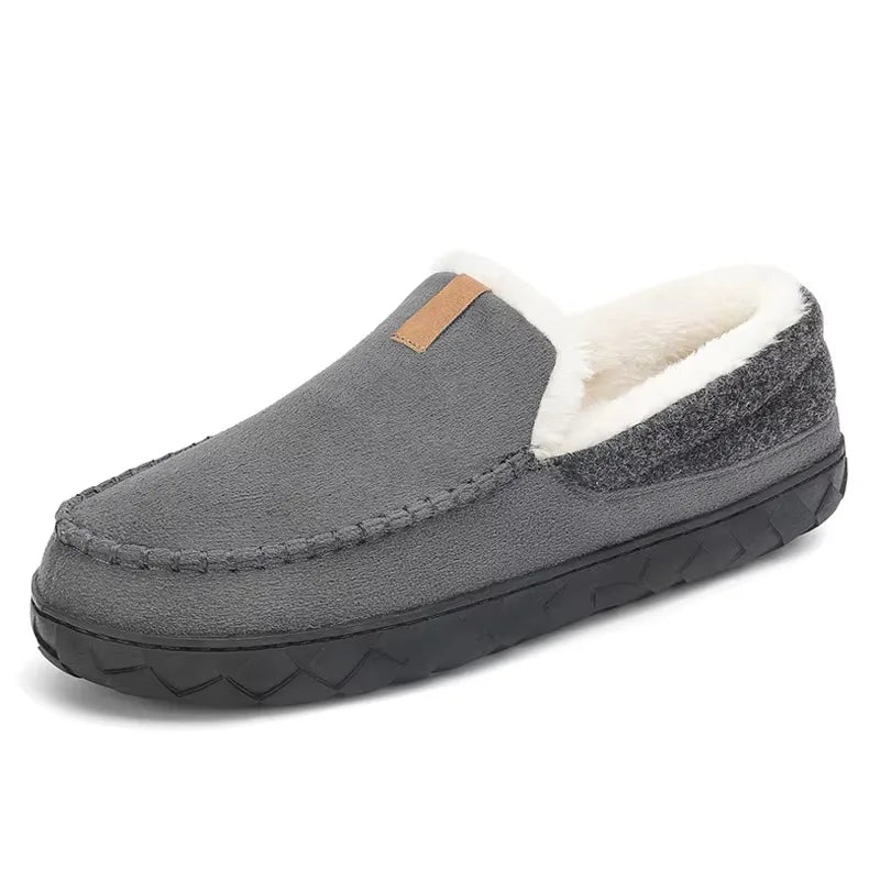 Men's Winter Plush House Slippers – Warm Indoor Suede Shoes