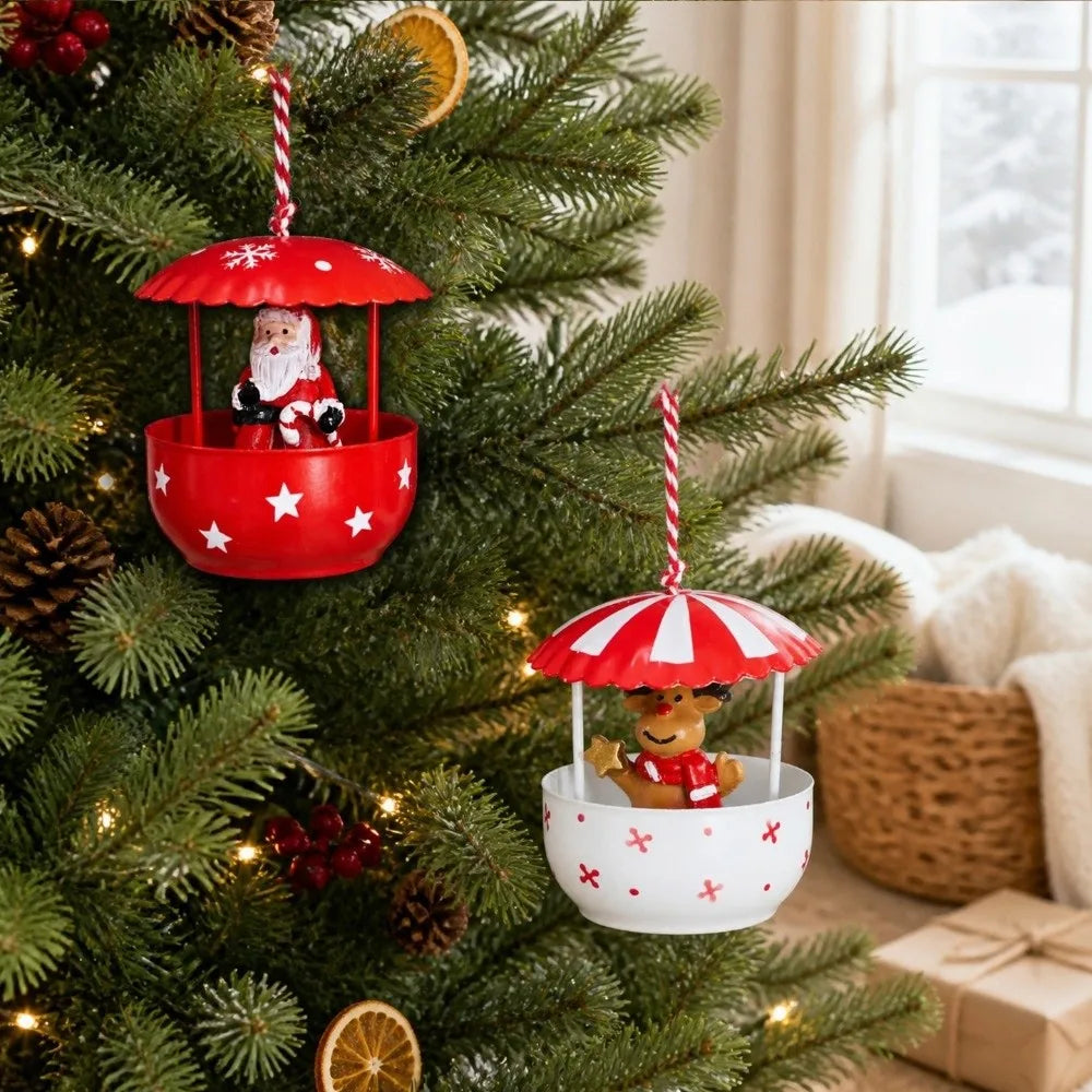 Resin & Iron Santa Claus Hanging Christmas Ornament | Tree Decor