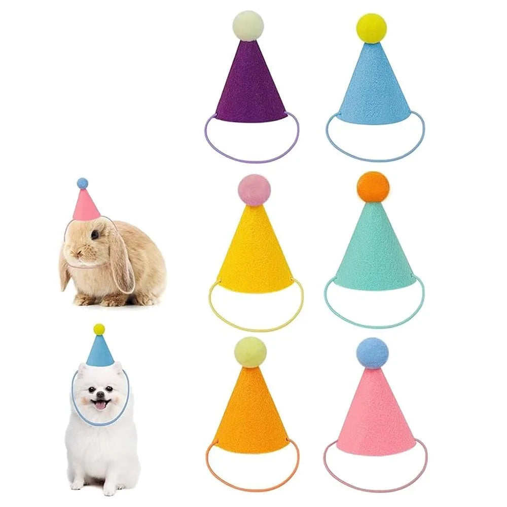Mini Pet Party Hats – Colorful Cone Hats for Cats & Dogs 6/12pk