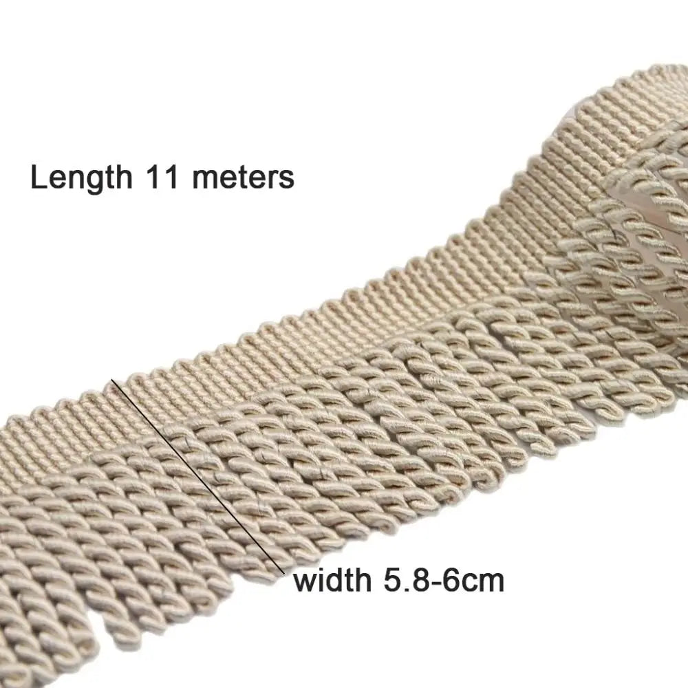 11M Polyester Fringe Tassel Trim 6cm – Upholstery & Craft Ribbon