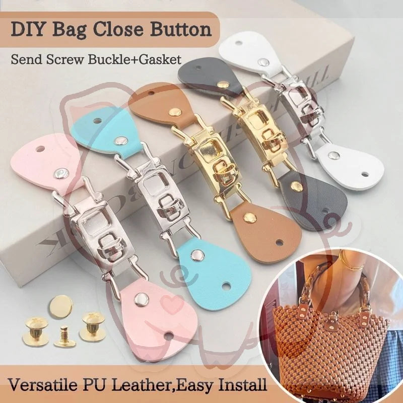 PU Leather Turn Lock Clasp – Golden DIY Bag Hardware